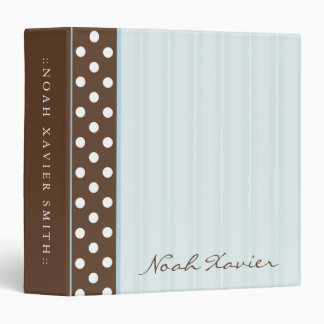 Brown Polkadots/Blue Stripes 3 Ring Binder