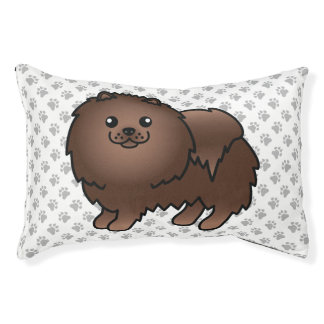 Brown Pomeranian Cute Cartoon Dog &amp; Paws Pet Bed