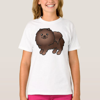 Brown Pomeranian Cute Cartoon Dog T-Shirt