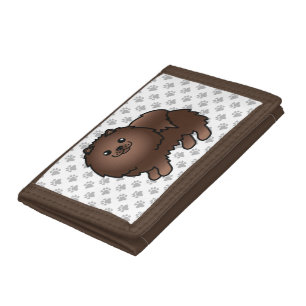 Brown Pomeranian Cute Cartoon Dog Tri-fold Wallet
