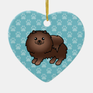 Brown Pomeranian Dog Cartoon Illustration Ceramic Ornament