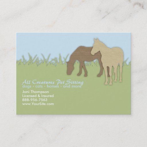 Customizable Brown Ponies Pet Sitting Business Card
