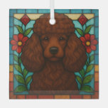 Brown Poodle Dog &quot;Stained Glass&quot;  Glass Ornament