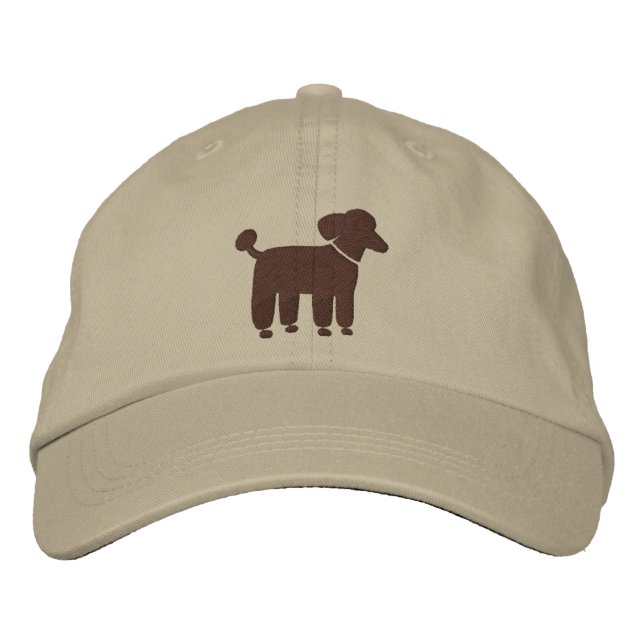 Brown Poodle Graphic Embroidered Baseball Cap (Front)