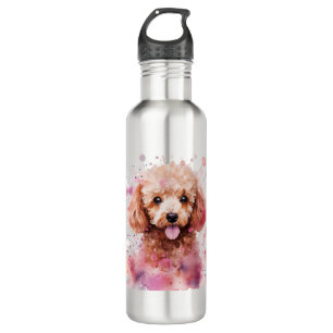 Brown Poodle Puppy, Baby Dog, Color Splashes, Wate Stainless Steel Water Bottle