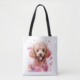 Brown Poodle Puppy, Baby Dog, Color Splashes, Wate Tote Bag