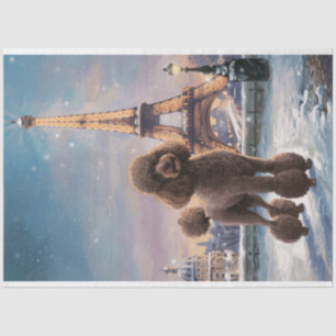 Brown Poodle Winter in Paris Decoupage Tissue Paper