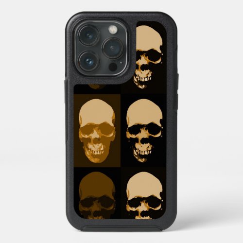 Brown Pop Art Retro Stylish Skull iPhone 13 Pro Case