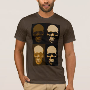Brown Pop Art Retro Stylish Skull T-Shirt