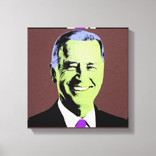 Brown President Biden Pop Art Canvas Print