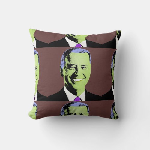 Brown President Biden Pop Art Throw Pillow