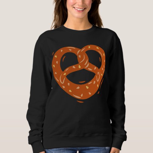 Brown pretzel heart with salt motif for men women  sweatshirt