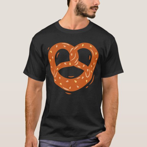 Brown pretzel heart with salt motif for men women  T_Shirt