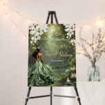 Brown Princess and Frog Sage Green Dress Sweet 16 Foam Board<br><div class="desc">Personalize this enchanting Sweet 16 birthday welcome sign board easily and quickly. Simply click the Edit Using Design Tools button to further edit the text, change font styles and font colors. Featuring a brown girl dressed in a sage green dress, a frog prince, beautiful trailing white floral and an enchanted...</div>