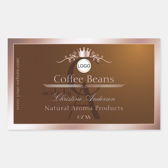 Brown Product Label Rosegold Frame Logo Monogram (Front)
