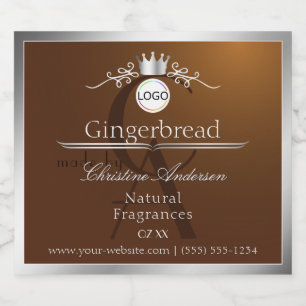 Brown Product Label Silver Frame Logo and Monogram