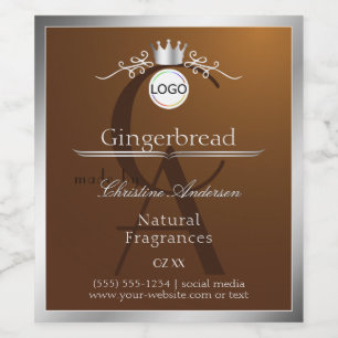Brown Product Label Silver Frame Logo and Monogram