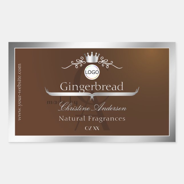 Brown Product Label Silver Frame Logo and Monogram (Front)