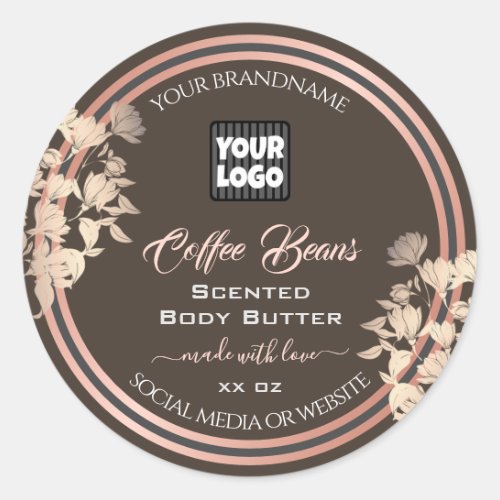 Brown Product Labels Custom Custom Logo Rose Gold