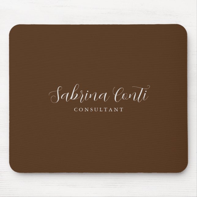 Brown Professional Calligraphy Trendy Modern Plain Mouse Pad (Front)