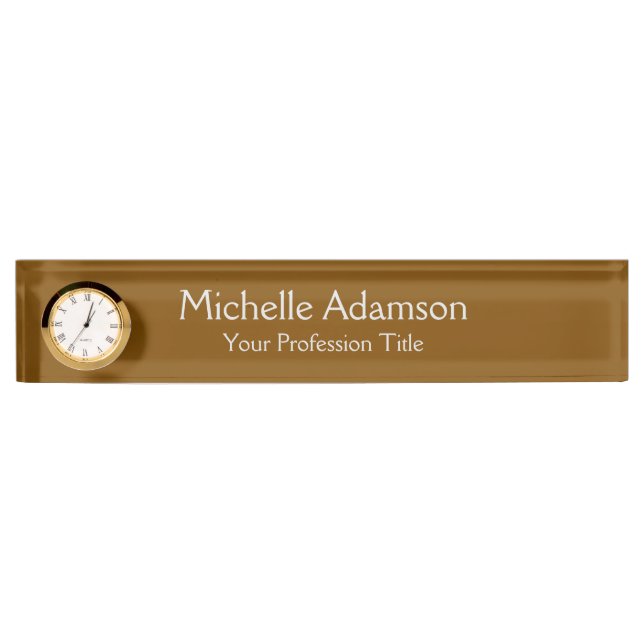 Brown Professional Plain Modern Desk Name Plate (Front)