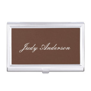 Brown Professional Plain Modern Elegant Business Card Case