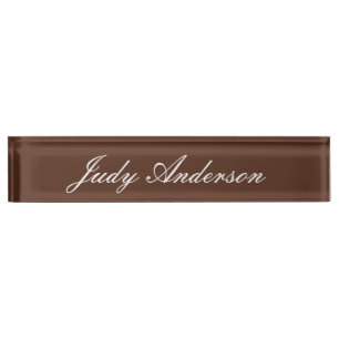 Brown Professional Plain Modern Elegant Desk Name Plate
