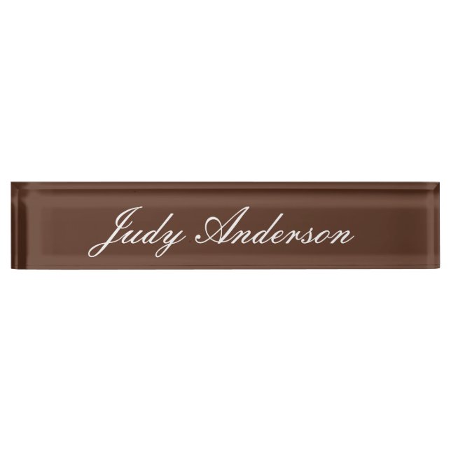 Brown Professional Plain Modern Elegant Desk Name Plate (Front)