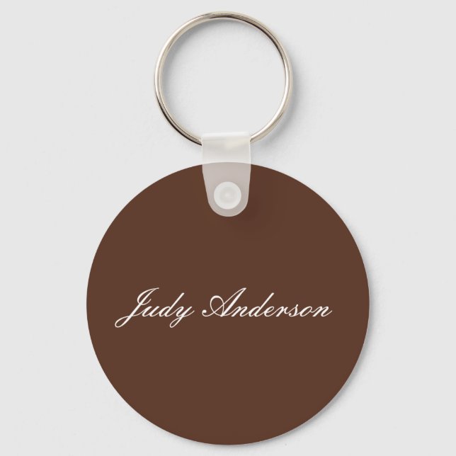 Brown Professional Plain Modern Elegant Keychain (Front)