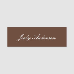 Brown Professional Plain Modern Elegant Name Tag