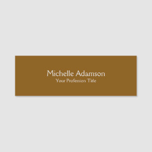 Brown Professional Plain Modern Name Tag