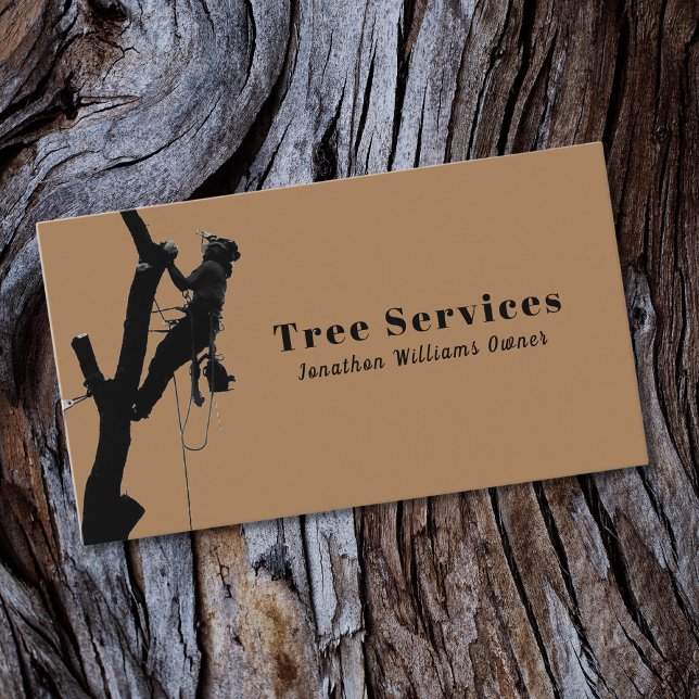 Brown Professional Tree Trimming Service Business Card (Creator Uploaded)