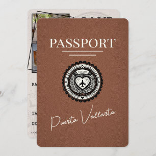 Brown Puerta Vallarta Passport Save The Date
