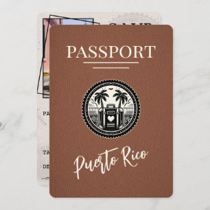 Brown Puerto Rico Passport Save The Date