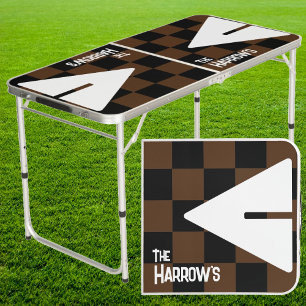 Brown Punk Rocker with Name Tailgate Beer Pong Table