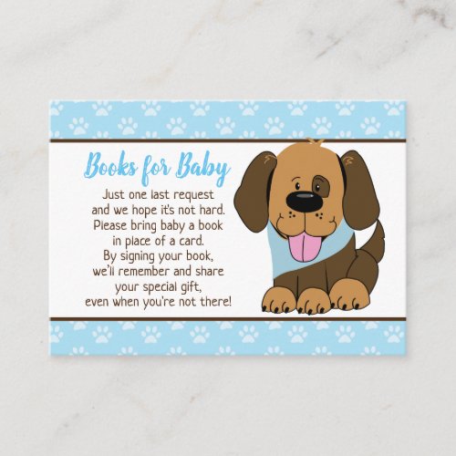 Brown Puppy Dog Baby Shower Book Request Cards