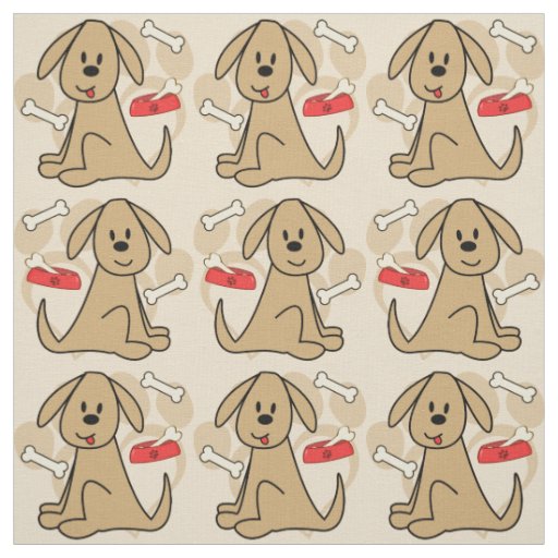 Brown Puppy Dog Design Fabric
