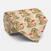 Brown Puppy Dog Design Neck Tie (Rolled)