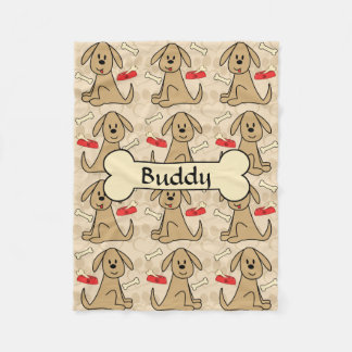 Brown Puppy Dog Design Personalize Fleece Blanket