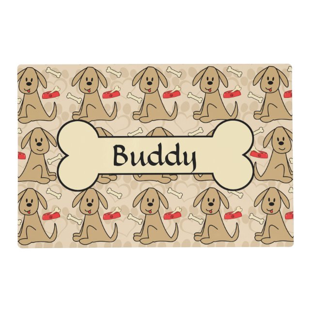 Brown Puppy Dog Design Personalize Placemat (Front)