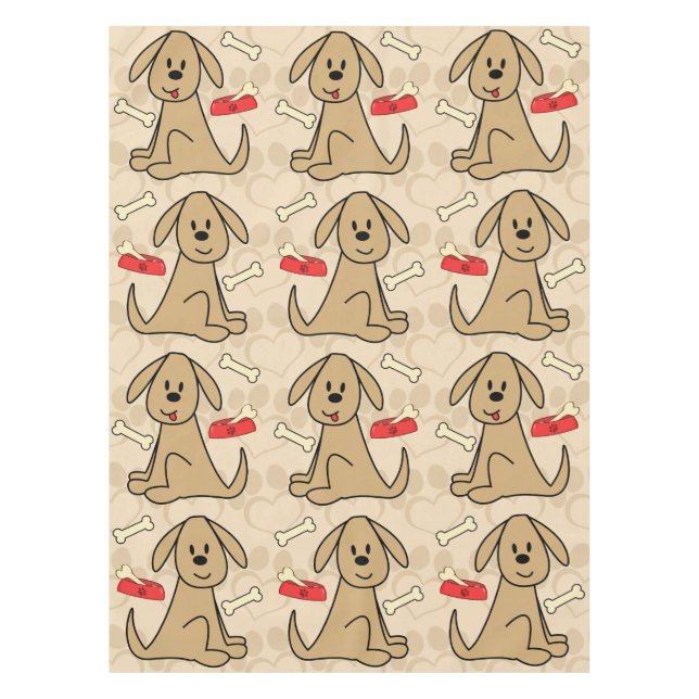Brown Puppy Dog Design Tablecloth (Front)