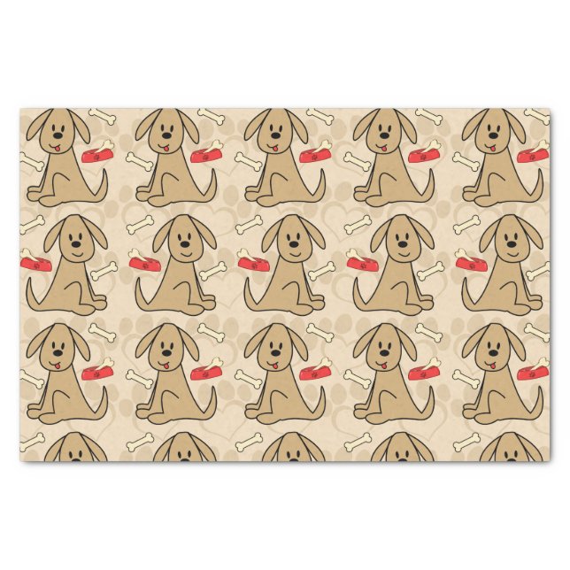 Brown Puppy Dog Design Tissue Paper (Front)