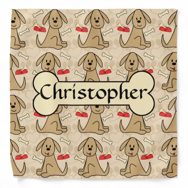 Brown Puppy Dog Graphic Design Personalize Bandana