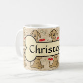 Brown Puppy Dog Graphic Design Personalize Coffee Mug (Front Left)