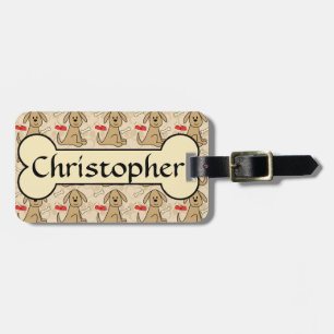 Brown Puppy Dog Graphic Design Personalize Luggage Tag