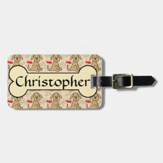 Brown Puppy Dog Graphic Design Personalize Luggage Tag