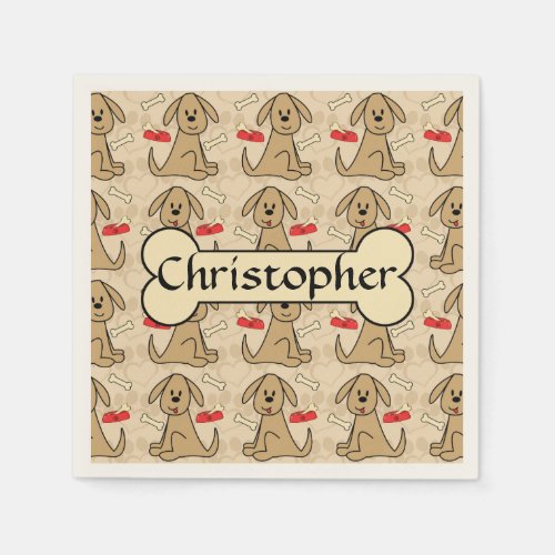 Brown Puppy Dog Graphic Design Personalize Napkins