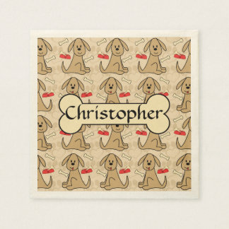 Brown Puppy Dog Graphic Design Personalize Napkins