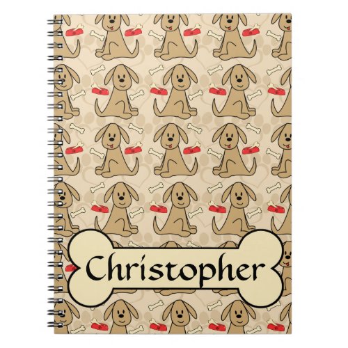 Brown Puppy Dog Graphic Design Personalize Notebook