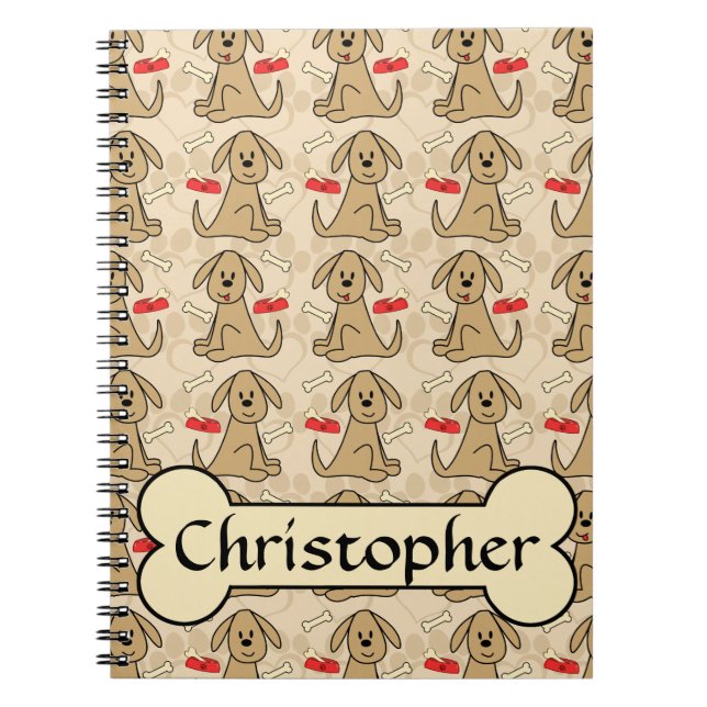 Brown Puppy Dog Graphic Design Personalize Notebook (Front)